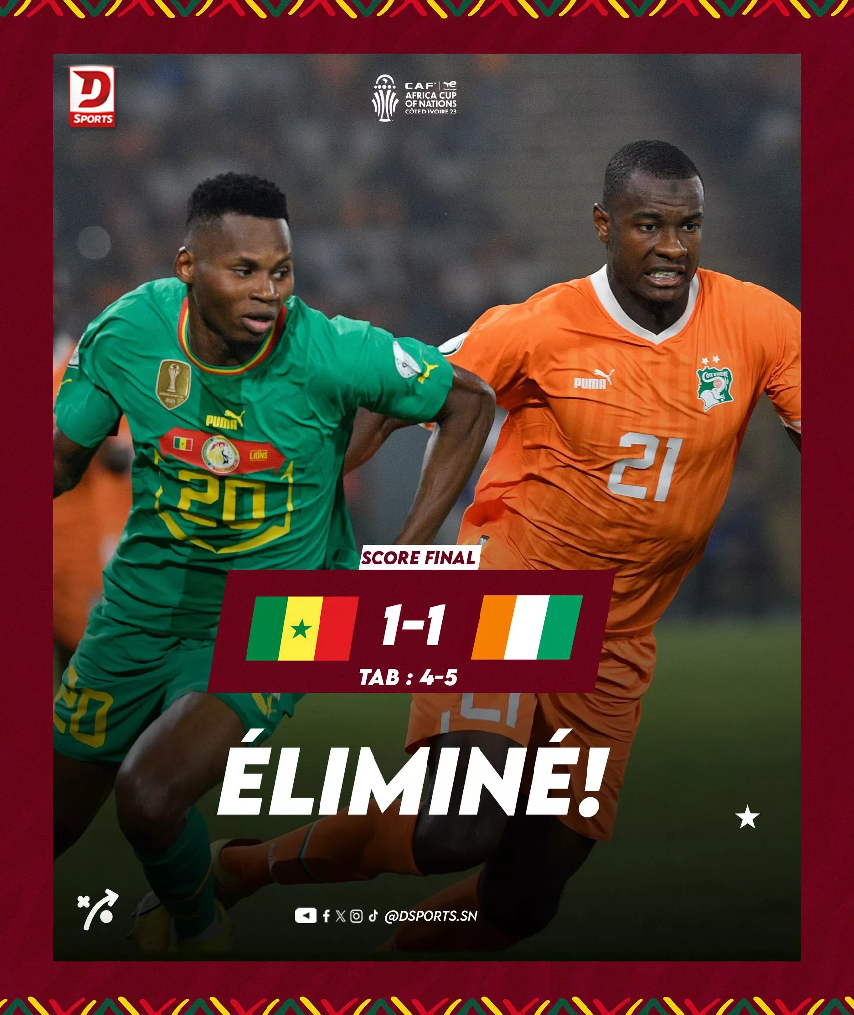 CAN 2023 : Le Sénégal, champion en titre, s'arrête en 8e de finale