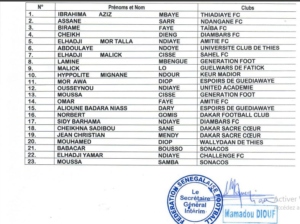 Sélection U20 stage Toubab Dialaw