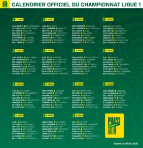 Calendrier Ligue 1 Saison 2025-2026