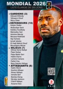 Liste des 28 Lions du Sénégal