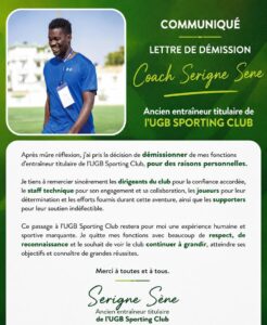 Démission de Serigne Sène Diouck de UGB