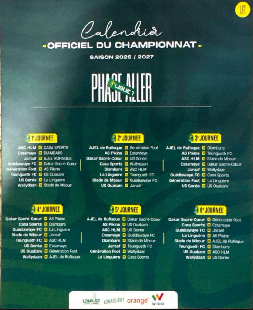 Ligue 1 calendrier phase aller
